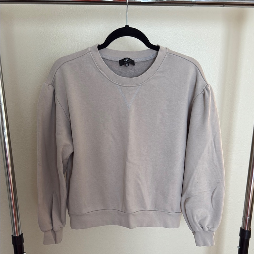 7 For All Mankind Taupe Crewneck Top